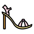 Lady sexy sandals icon color outline vector