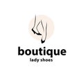 Lady shoes boutique emblem concept isolated on white background.