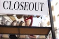 Woman shoes on closeout sale outdoors