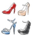 Lady shoes Sketched woman's shoe illustration collection of fashion high heels shoes