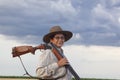 Lady with shootgun ready for hunt with shootgun Royalty Free Stock Photo