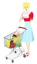 Lady with Shopping cart, vectorial