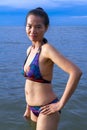 Lady show bikini in water