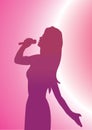Silhouette of a young lady singer