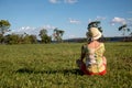 Lady Sitting on the Grass Relaxing Royalty Free Stock Photo