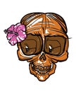 Lady skull with flower. Happy Halloween.
