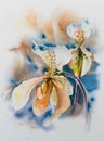 Lady slipper watercolors painted