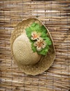 Lady straw hat with decorative flower ribbon Royalty Free Stock Photo