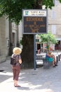 Jean-du-Gard, Cevennes France. Public information sign with temperature shown.