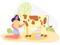 Lady in Straw Hat, Thanking Spotted Cow for Milk
