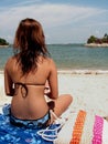 Lady suntanning at beach Royalty Free Stock Photo