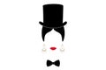 Lady with top hat, Portrait of girl with tie Royalty Free Stock Photo