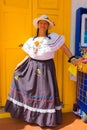 Lady in traditional clothes at the Paisa Village in Medellin Col
