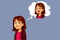 Sad Woman Thinking About Feeling Happy Again Vector Cartoon