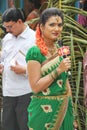 Lady TV anchor covering a public event in India