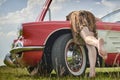 Lady and vintage car Royalty Free Stock Photo