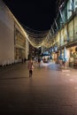 A lady walking in Southbank. New year decorations in Southbank.