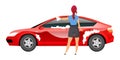 Lady washing car flat color vector faceless character Royalty Free Stock Photo