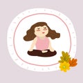 Lady meditating calmly, yoga post