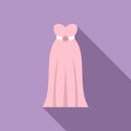 Lady wedding dress icon flat vector. Woman shower