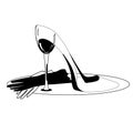 Lady wine. Logo, banner, card. Present style. Royalty Free Stock Photo