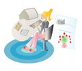 Lady working at her home office Royalty Free Stock Photo