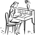 Lady Writing At Desk