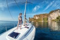 Lady on the yacht