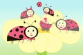 Ladybird family illustration