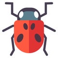 Ladybird flat icon. Red ladybug wild beetle