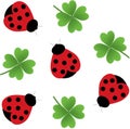 Ladybird and four-leaf clover Royalty Free Stock Photo