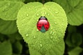 Ladybird on green leaf Royalty Free Stock Photo