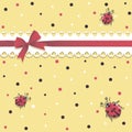 Ladybirds. Lace ribbon. Vector baby background. CartooLadybirds. Lace ribbon. Vector baby background Royalty Free Stock Photo