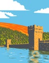 Ladybower and Derwent Reservoirs Within the Derwent Valley Peak District National Park, Derbyshire England UK Art Deco WPA Poster