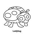 Ladybug children book illustration, trace and coloring vector world wild animal