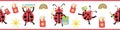 Ladybug back to school vector seamless border. Fun cartoon banner kawaii ladybird characters with backbacks, pencils Royalty Free Stock Photo