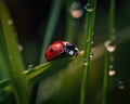 Ladybug on a Blade of Grass in the Summer Royalty Free Stock Photo