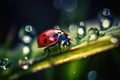 Ladybug on a Blade of Grass in the Summer Royalty Free Stock Photo