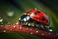 Ladybug on a Blade of Grass in the Summer Royalty Free Stock Photo