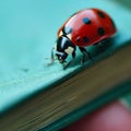 Ladybug on a book Royalty Free Stock Photo