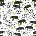 Ladybug and Bugs-Garden Life seamless repeat pattern