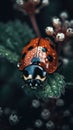 Ladybug Close-Up on Flower. Generative AI Royalty Free Stock Photo