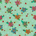 Ladybug colorful flower seamless pattern