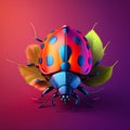 Ladybug colorful illustration closeup. Generative AI