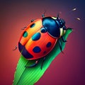 Ladybug colorful illustration closeup. Generative AI