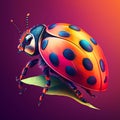 Ladybug colorful illustration closeup. Generative AI