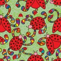 Ladybug colorful love seamless pattern