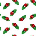 Red Ladybugs and lines cartoon seamless pattern isolated on a white background Royalty Free Stock Photo