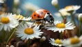 Ladybug on daisy, nature beauty in a small form generated by AI Royalty Free Stock Photo