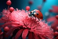 Ladybug daisy red flower nature insect bug small ladybird macro Royalty Free Stock Photo